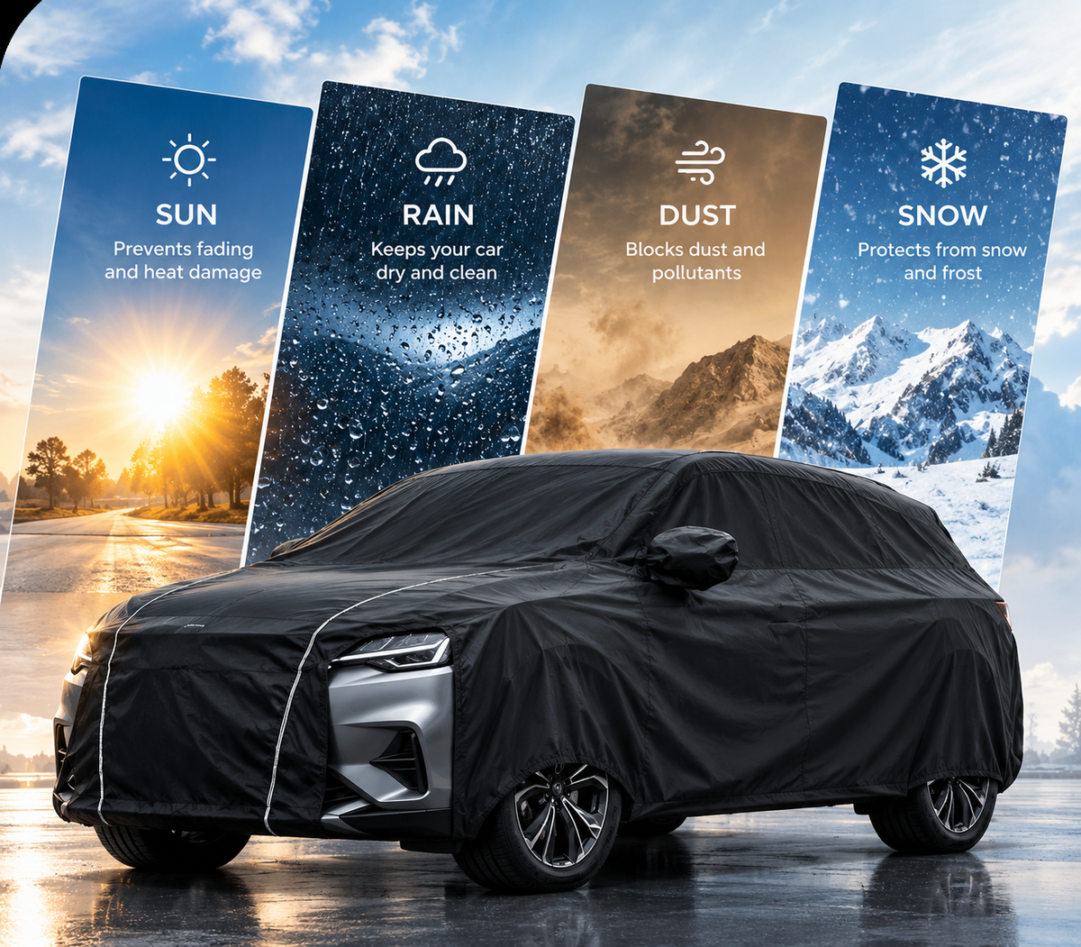 Premium car cover providing complete vehicle protection